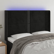 Hoofdbord 147x16x118/128 cm fluweel zwart met LED