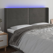 Hoofdbord 163x16x118/128 cm fluweel donkergrijs LED