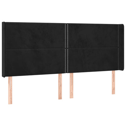 Hoofdbord LED 163x16x118/128 cm fluweel zwart 163 x 16 x 118/128 cm Zwart
