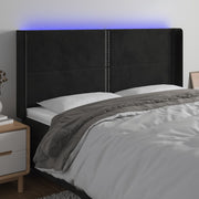 Hoofdbord 163x16x118/128 cm fluweel zwart LED