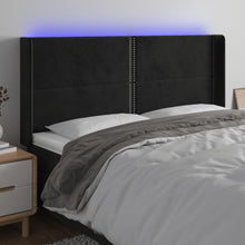 Hoofdbord LED 163x16x118/128 cm fluweel zwart 163 x 16 x 118/128 cm Zwart