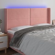 Hoofdbord 163x16x118/128 cm fluweel roze LED
