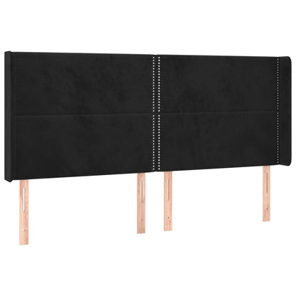 Hoofdbord LED 183x16x118/128 cm fluweel zwart 183 x 16 x 118/128 cm Zwart