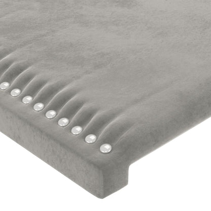 Hoofdbord LED 203x16x118/128 cm fluweel lichtgrijs 203 x 16 x 118/128 cm Lichtgrijs