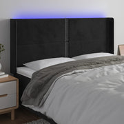 Hoofdbord 203x16x118/128 cm fluweel zwart LED