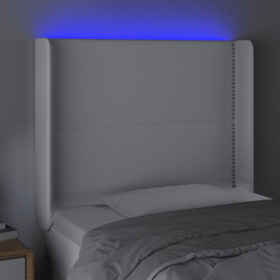 Hoofdbord LED 103x16x118/128 cm kunstleer wit 103 x 16 x 118/128 cm Wit