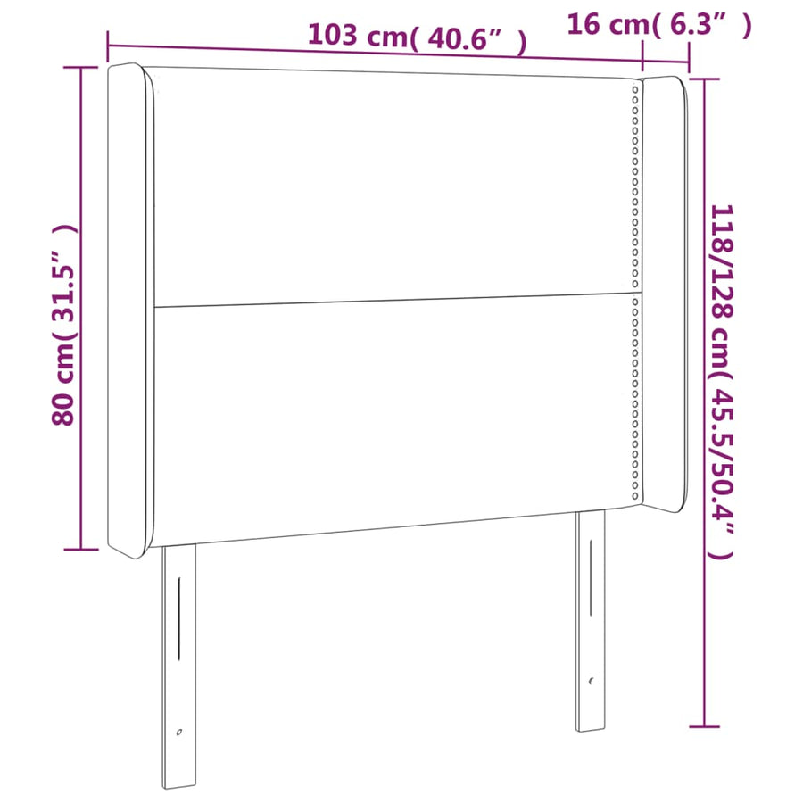 Hoofdbord LED 103x16x118/128 cm kunstleer wit 103 x 16 x 118/128 cm Wit
