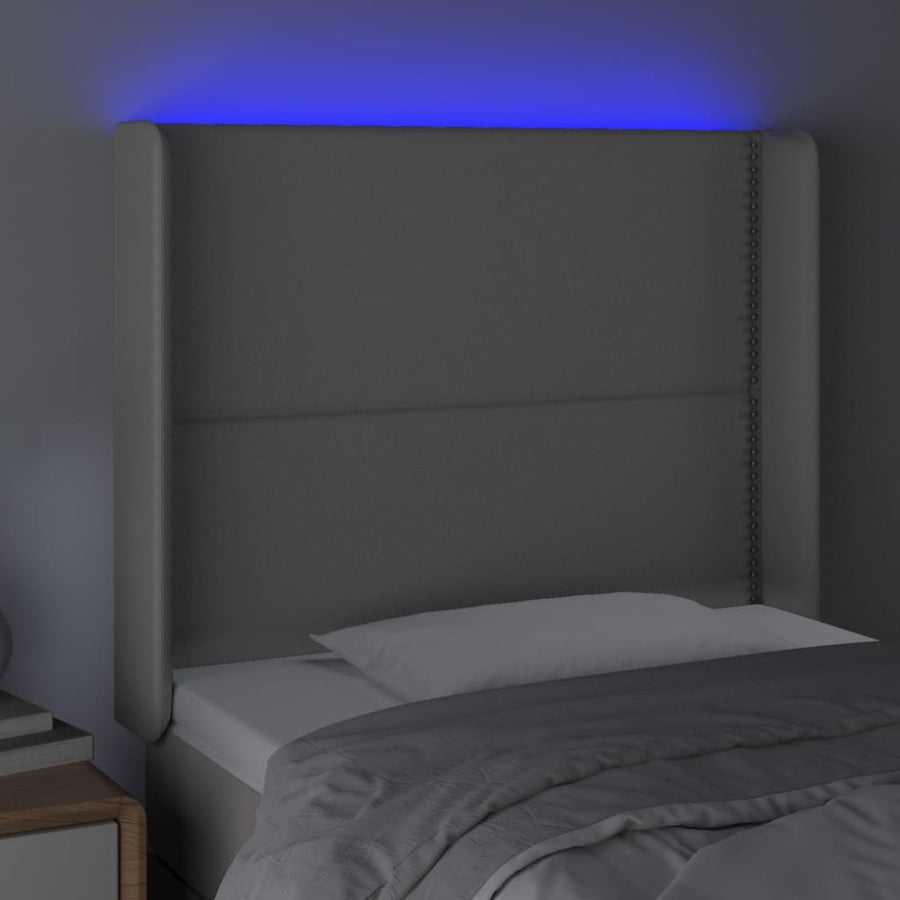 Hoofdbord LED 103x16x118/128 cm kunstleer grijs 103 x 16 x 118/128 cm Grijs