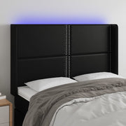 Hoofdbord 147x16x118/128 cm kunstleer zwart LED