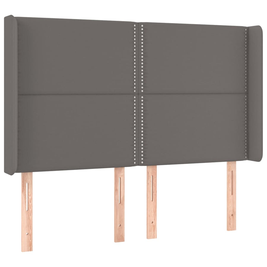 Hoofdbord LED 147x16x118/128 cm kunstleer grijs 147 x 16 x 118/128 cm Grijs