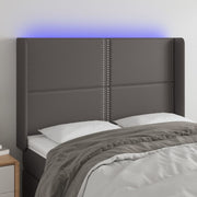 Hoofdbord 147x16x118/128 cm kunstleer grijs LED