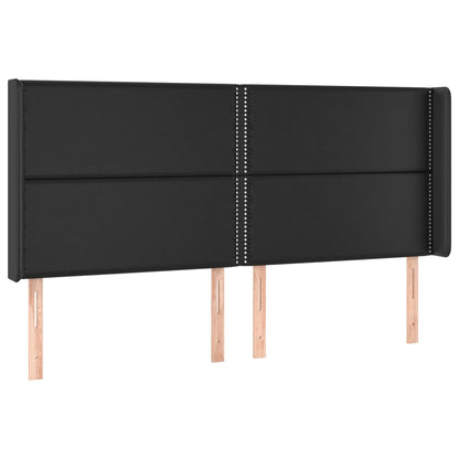Hoofdbord LED 183x16x118/128 cm kunstleer zwart 183 x 16 x 118/128 cm Zwart