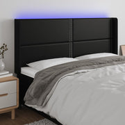 Hoofdbord 203x16x118/128 cm kunstleer zwart LED