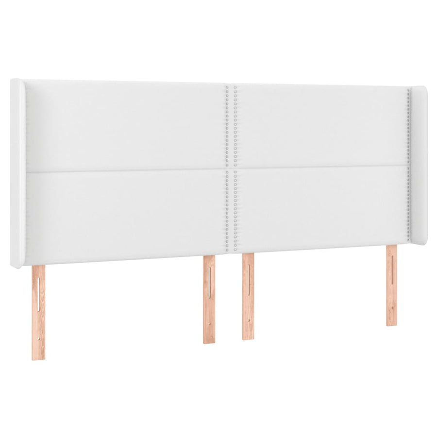 Hoofdbord LED 203x16x118/128 cm kunstleer wit 203 x 16 x 118/128 cm Wit