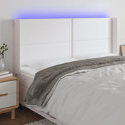Hoofdbord 203x16x118/128 cm kunstleer wit LED