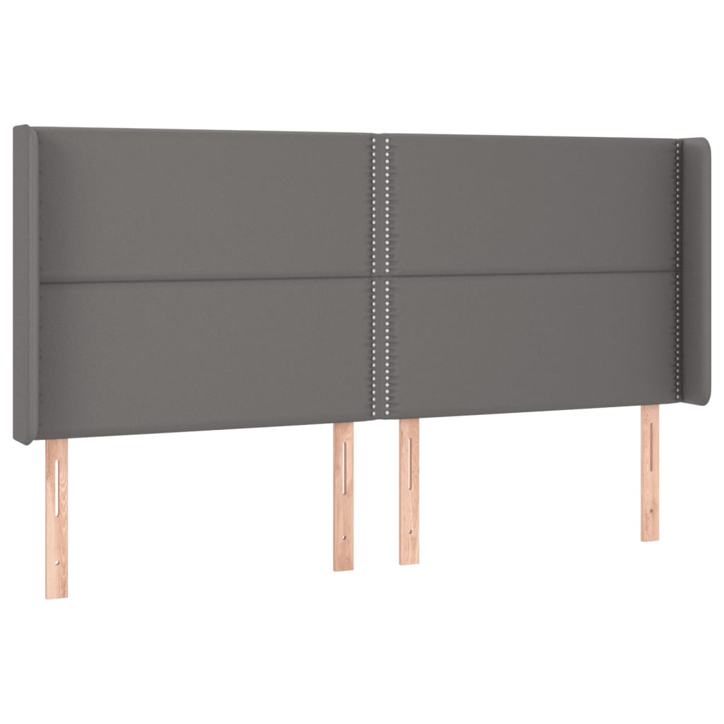 Hoofdbord LED 203x16x118/128 cm kunstleer grijs 203 x 16 x 118/128 cm Grijs