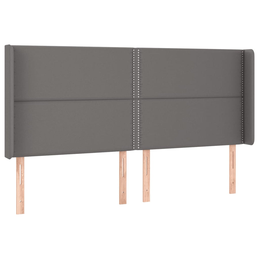 Hoofdbord LED 203x16x118/128 cm kunstleer grijs 203 x 16 x 118/128 cm Grijs
