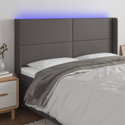 Hoofdbord 203x16x118/128 cm kunstleer grijs LED