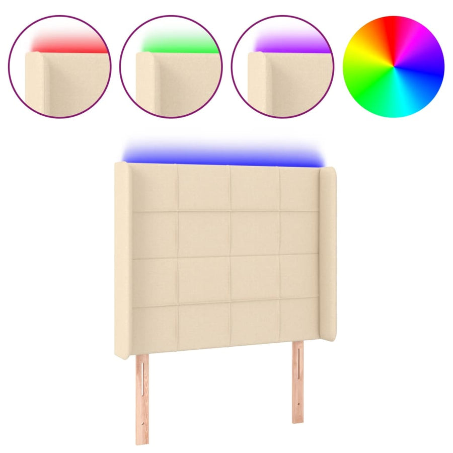 Hoofdbord Led Stof Kleurig 83 x 16 x 118/128 cm Crème