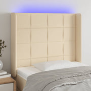 Hoofdbord LED 83x16x118/128 cm stof crèmekleurig