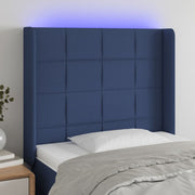 Hoofdbord 83x16x118/128 cm stof blauw LED