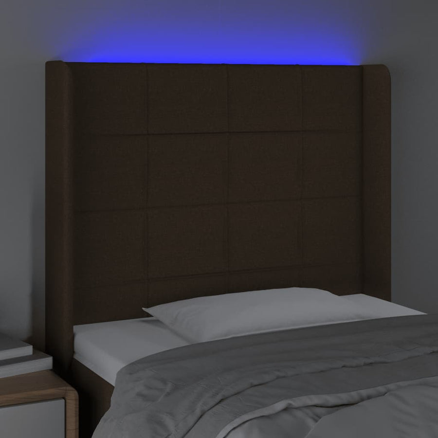 Hoofdbord Led Stof 93 x 16 x 118/128 cm Donkerbruin