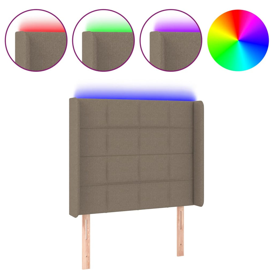 Hoofdbord Led Stof 93 x 16 x 118/128 cm Taupe