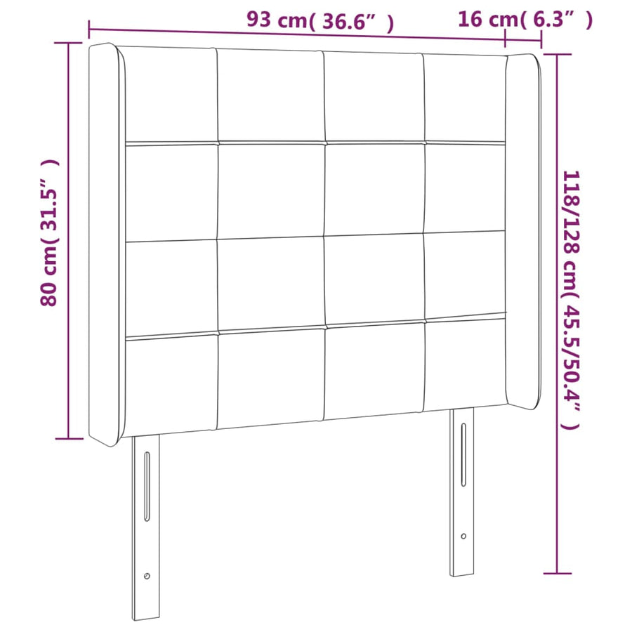 Hoofdbord Led Stof 93 x 16 x 118/128 cm Taupe