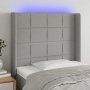 Hoofdbord 103x16x118/128 cm stof lichtgrijs LED