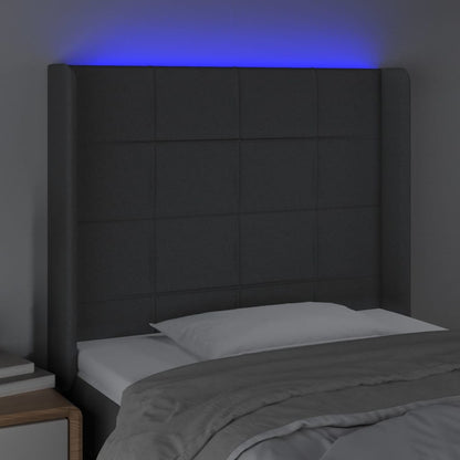 Hoofdbord LED 103x16x118/128 cm stof donkergrijs 103 x 16 x 118/128 cm Donkergrijs