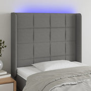 Hoofdbord 103x16x118/128 cm stof donkergrijs LED
