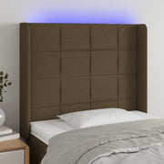 Hoofdbord 103x16x118/128 cm stof donkerbruin LED