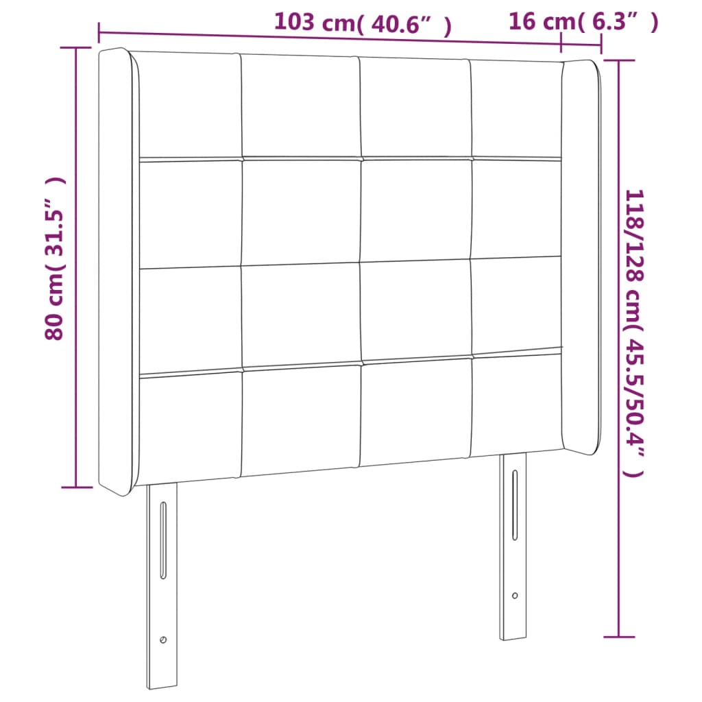 Hoofdbord LED 103x16x118/128 cm stof crèmekleurig 103 x 16 x 118/128 cm Crème