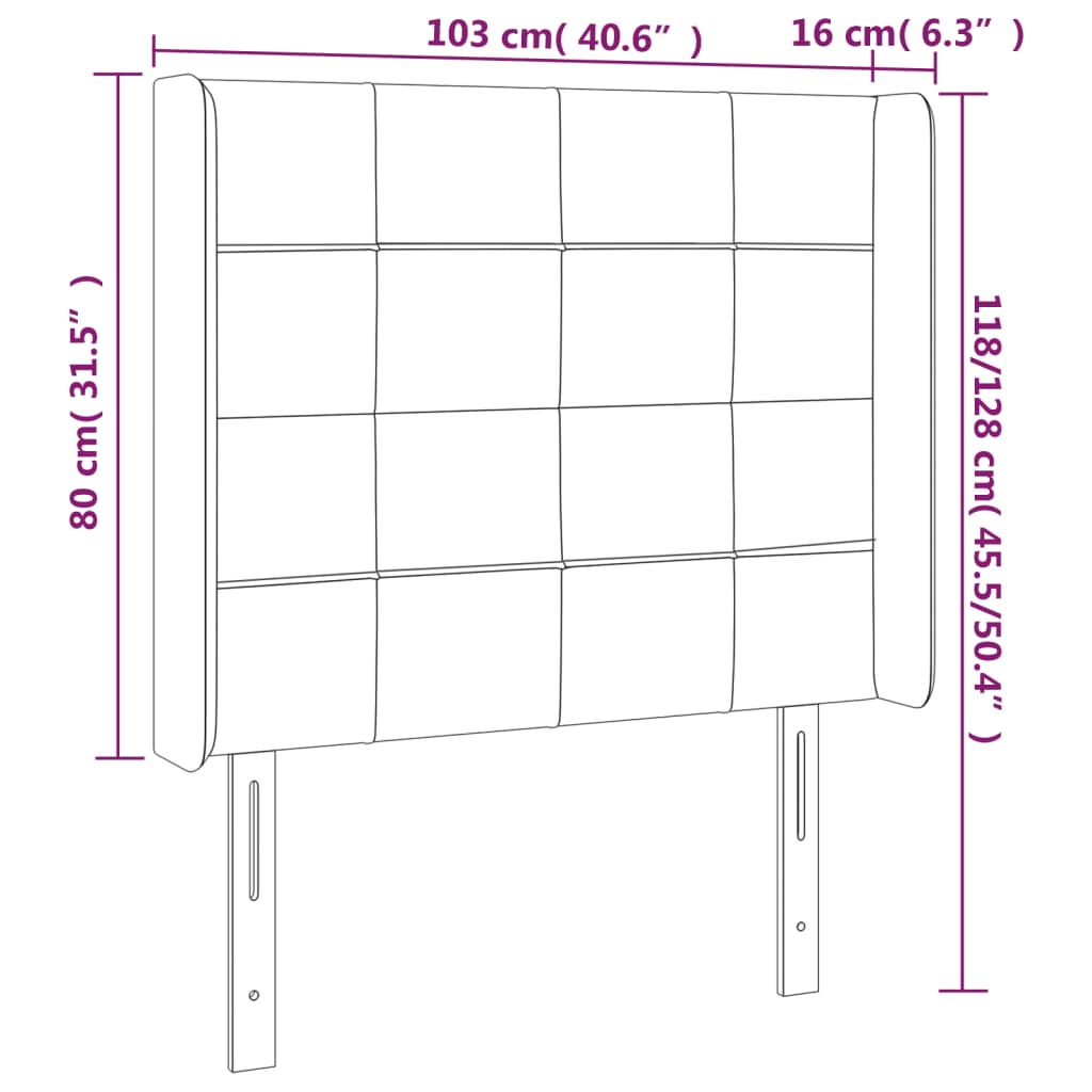 Hoofdbord LED 103x16x118/128 cm stof blauw 103 x 16 x 118/128 cm Blauw