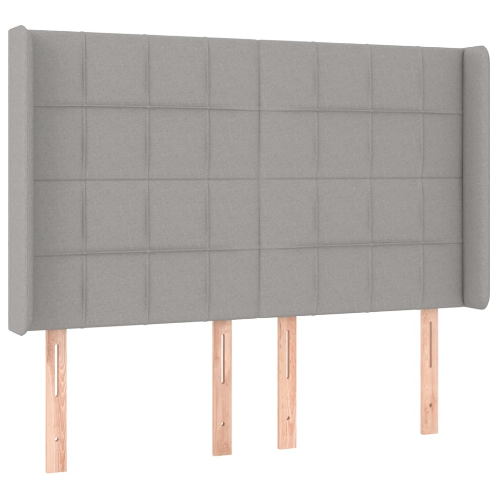 Hoofdbord LED 147x16x118/128 cm stof lichtgrijs 147 x 16 x 118/128 cm Lichtgrijs