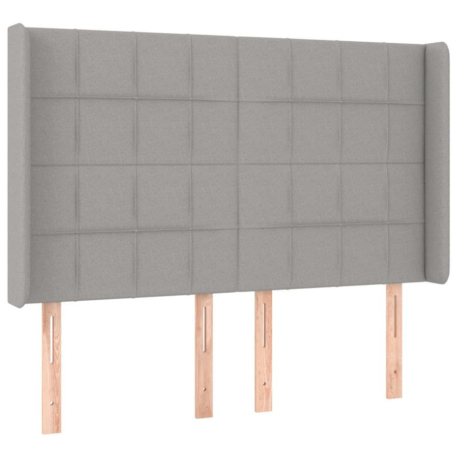Hoofdbord LED 147x16x118/128 cm stof lichtgrijs 147 x 16 x 118/128 cm Lichtgrijs