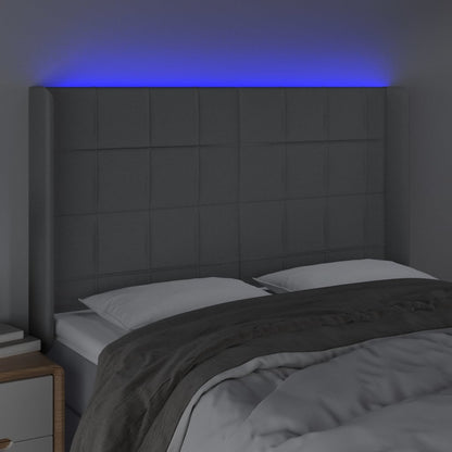 Hoofdbord LED 147x16x118/128 cm stof lichtgrijs 147 x 16 x 118/128 cm Lichtgrijs