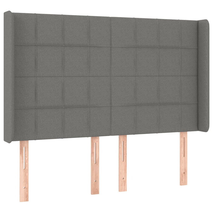 Hoofdbord LED 147x16x118/128 cm stof donkergrijs 147 x 16 x 118/128 cm Donkergrijs