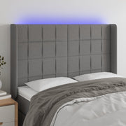 Hoofdbord 147x16x118/128 cm stof donkergrijs LED