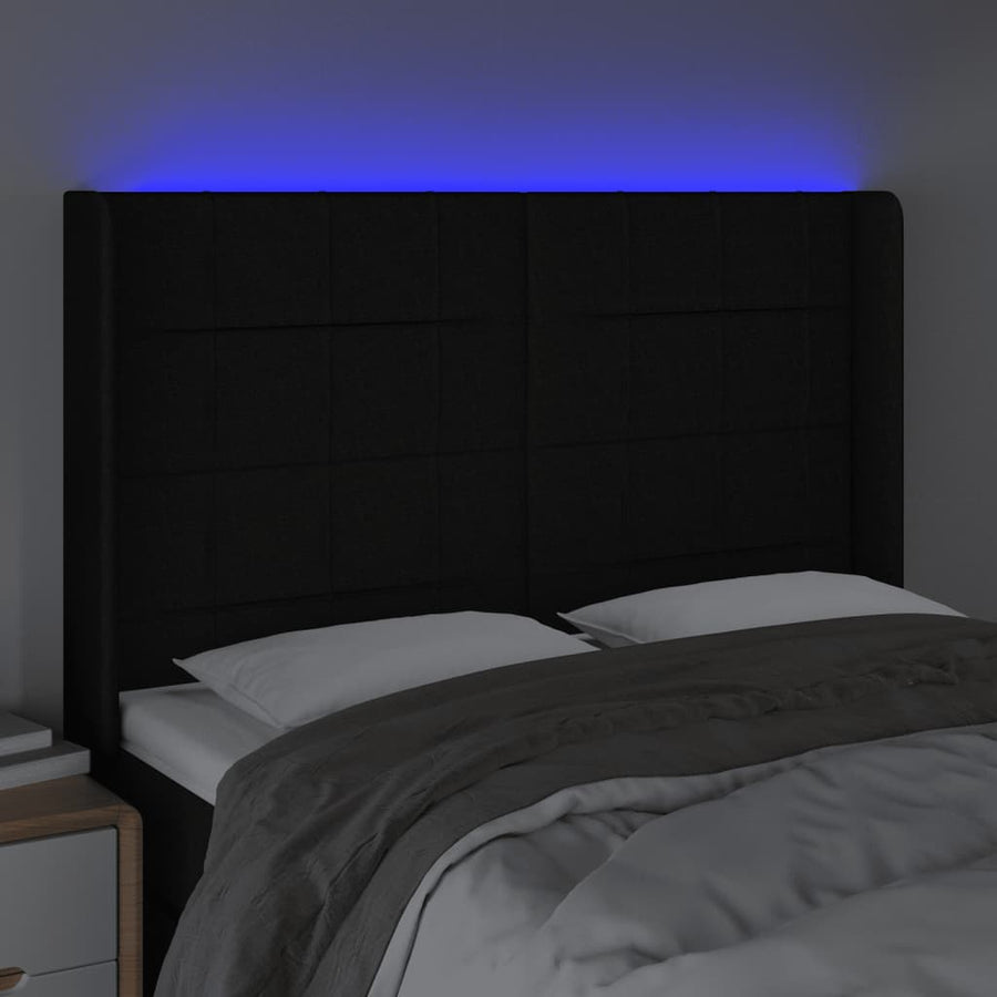 Hoofdbord Led Stof 147 x 16 x 118/128 cm Zwart