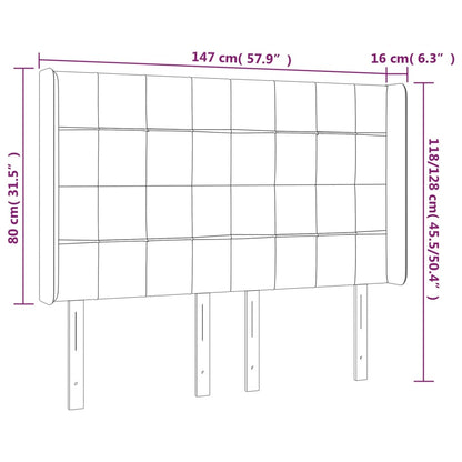 Hoofdbord Led Stof 147 x 16 x 118/128 cm Zwart