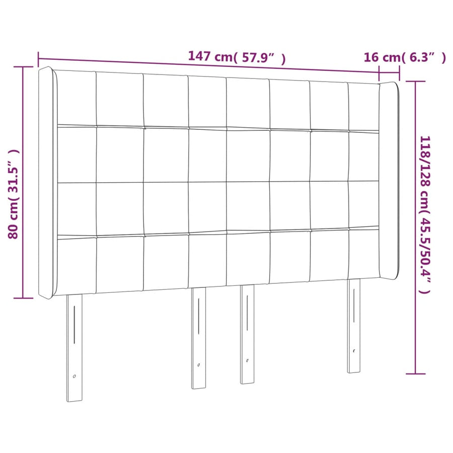 Hoofdbord Led Stof 147 x 16 x 118/128 cm Zwart