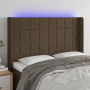 Hoofdbord 147x16x118/128 cm stof donkerbruin LED