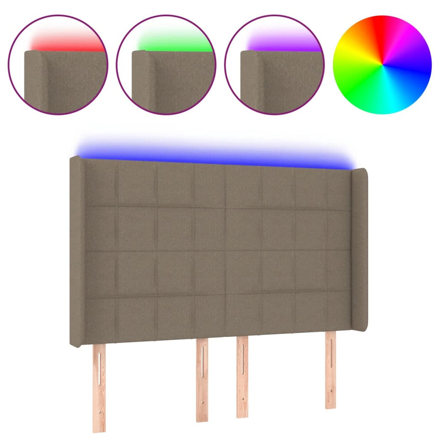 Hoofdbord Led Stof 147 x 16 x 118/128 cm Taupe