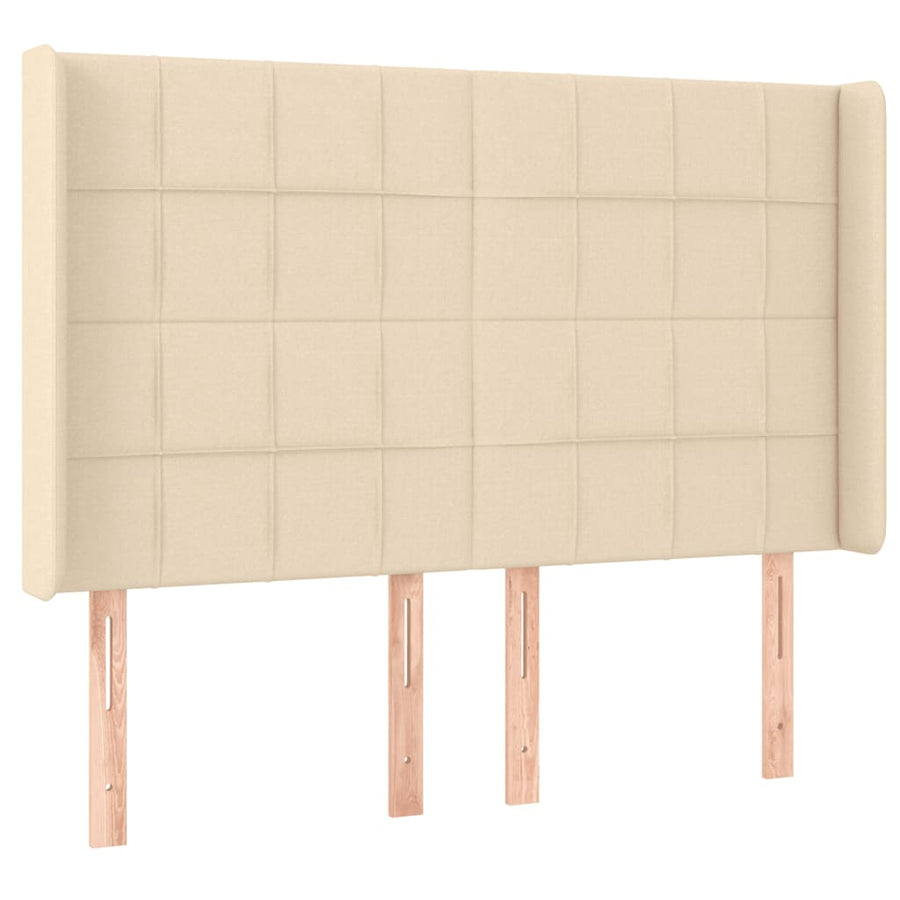 Hoofdbord LED 147x16x118/128 cm stof crèmekleurig 147 x 16 x 118/128 cm Crème
