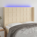 Hoofdbord LED 147x16x118/128 cm stof crèmekleurig