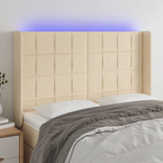 Hoofdbord 147x16x118/128 cm stof crèmekleurig met LED