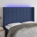 Hoofdbord LED 147x16x118/128 cm stof blauw