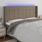 Hoofdbord 163x16x118/128 cm stof taupe LED