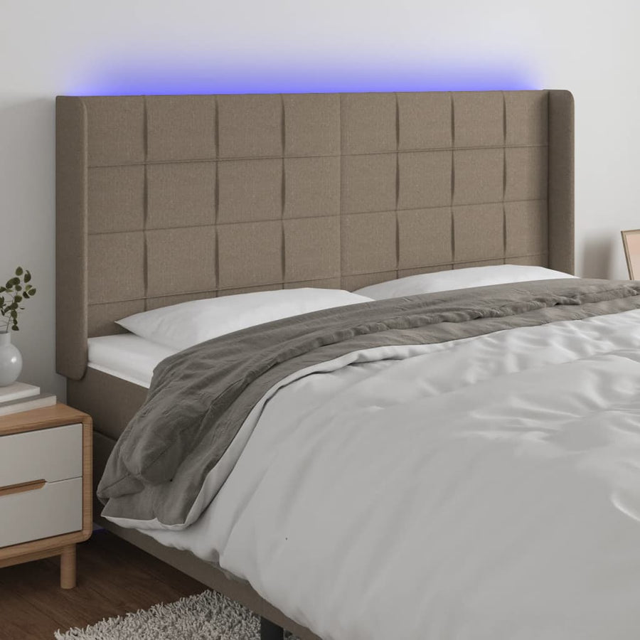 Hoofdbord Led Stof 163 x 16 x 118/128 cm Taupe